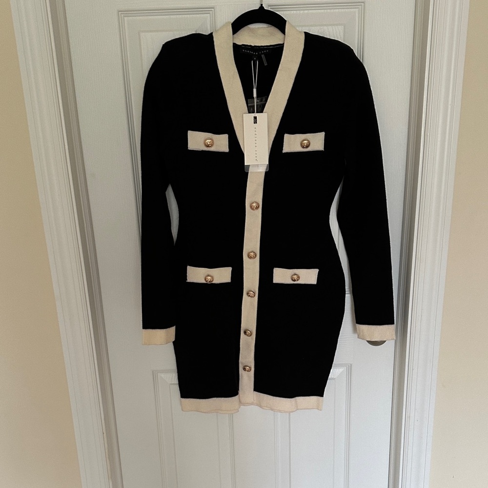Endless Rose Black and Cream Buttoned Dress